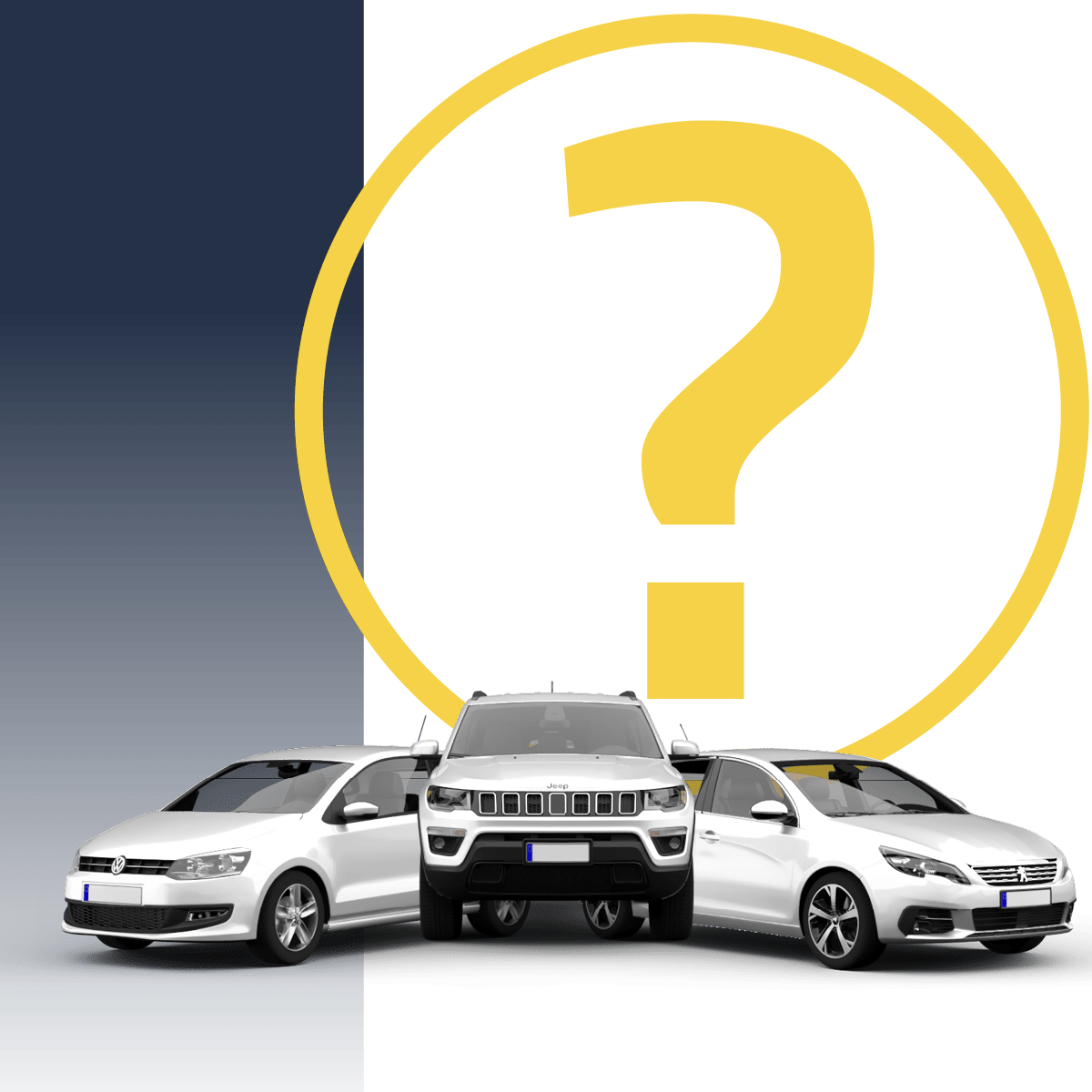 Fahrzeuganfrage mit Icon mit Fragezeichen